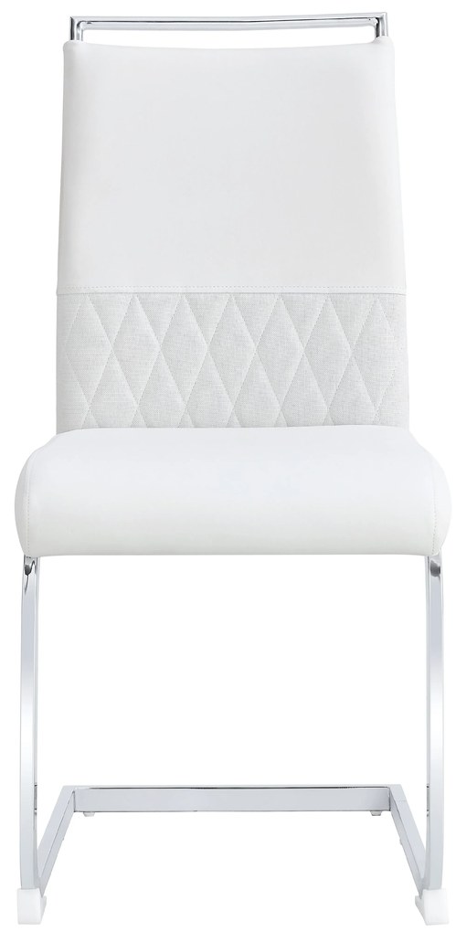 Set de 2 scaune moderne pentru sala de mese, cu spătar înalt, din PU și material textil, pentru bucătărie și birou, Alb