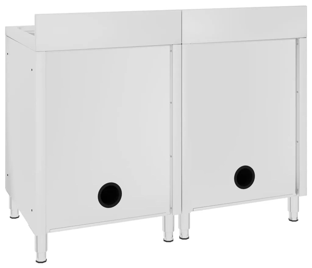Dulap comercial pentru chiuveta, 2 buc., otel inoxidabil 1, 120 x 60 x 96 cm (chiuveta dubla)