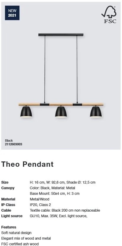 Lustra suspendata design modern THEO 2112603003 NL