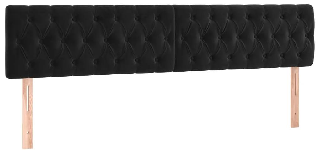 Tablii de pat, 2 buc, negru, 100x7x78 88 cm, catifea 2, Negru, 200 x 7 x 78 88 cm