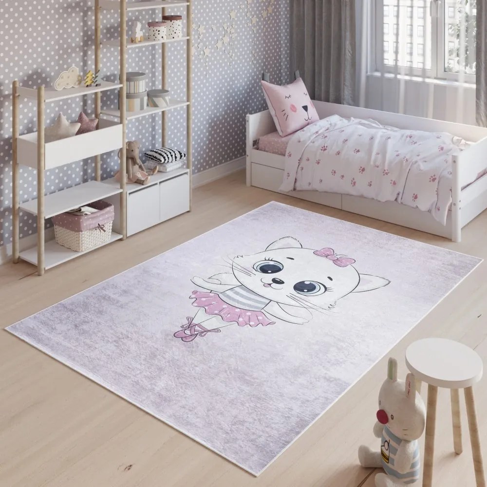 Covor pentru copii cu motivul unei pisici adorabile Lăţime: 120 cm | Lungime: 170 cm