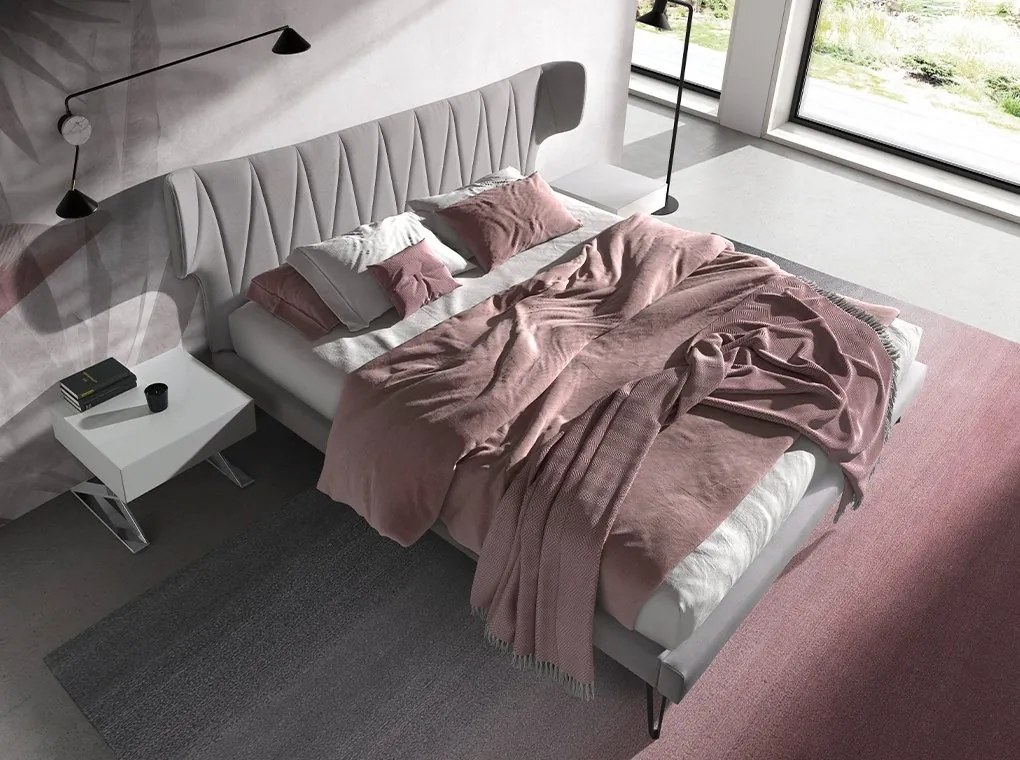 Pat dublu tapitat design LUX Light grey 180x200cm