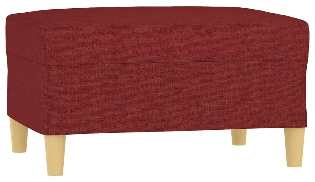 Canapea cu 3 locuri si taburet, rosu vin, 210 cm, textil Bordo, 228 x 77 x 80 cm