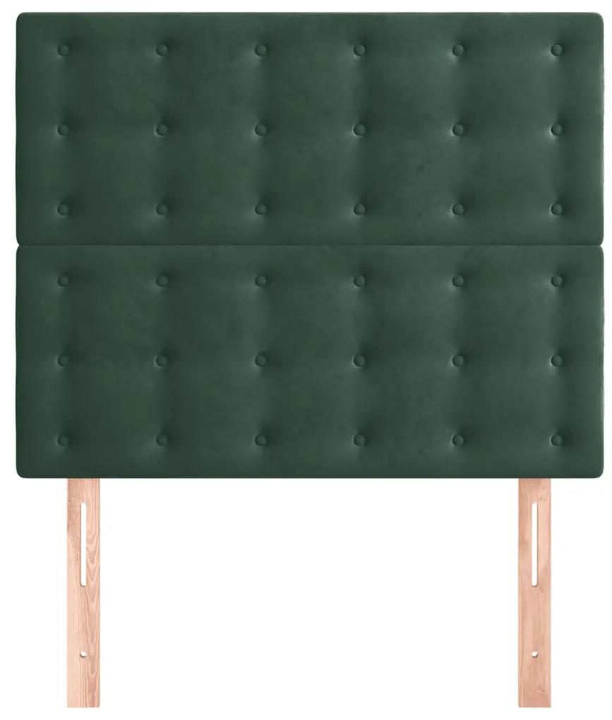 Tablii de pat, 2 buc, verde inchis, 100x5x78 88 cm, catifea 2, Verde inchis, 100 x 5 x 118 128 cm