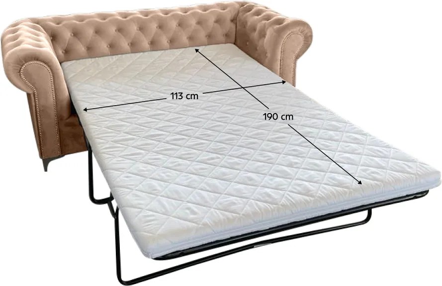 Canapea extensibilă de lux 2 locuri, stofă maro deschis Velvet, ROMANO