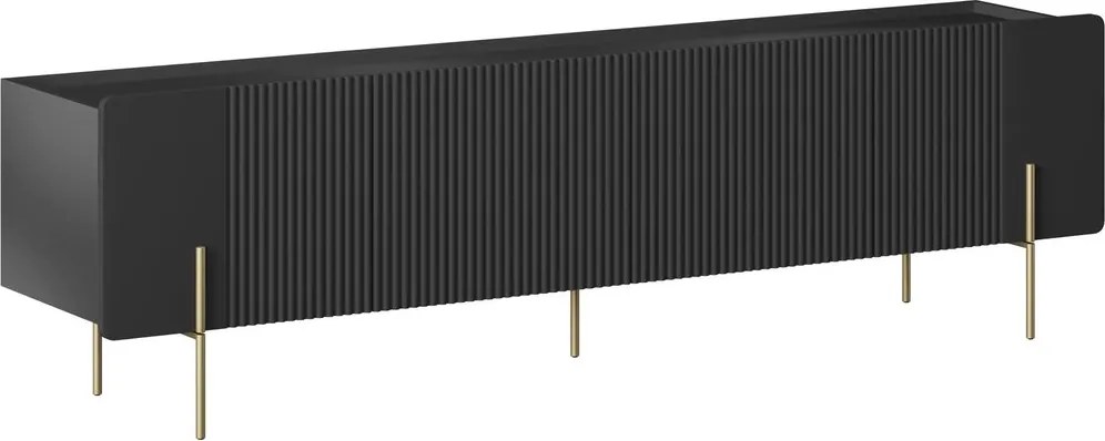 Dulap TV Malmi 200 cm - negru mat / picioare aurii