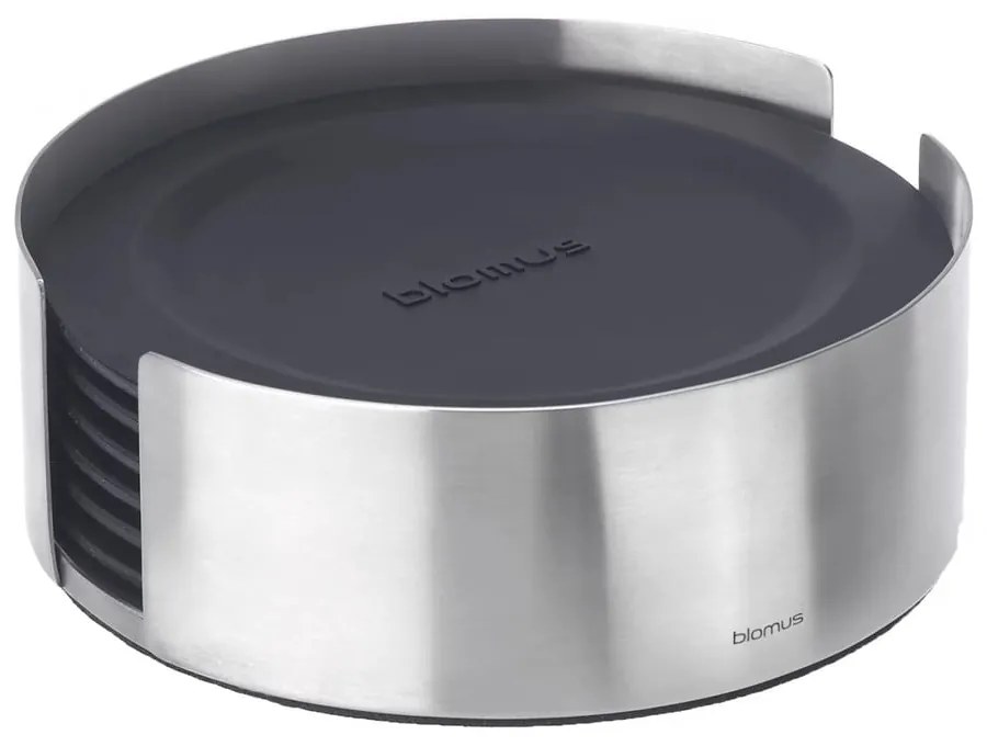 Coasters negre/argintii cu suport 6 buc. din silicon Lareto – Blomus