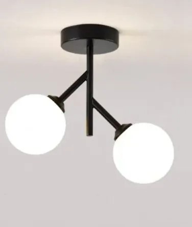 Lustra cu Sticlă 350-2 BK – Design Modern, cu 2 Socluri E27