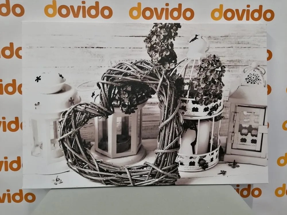Tablou cu o atingere vintage în design alb-negru