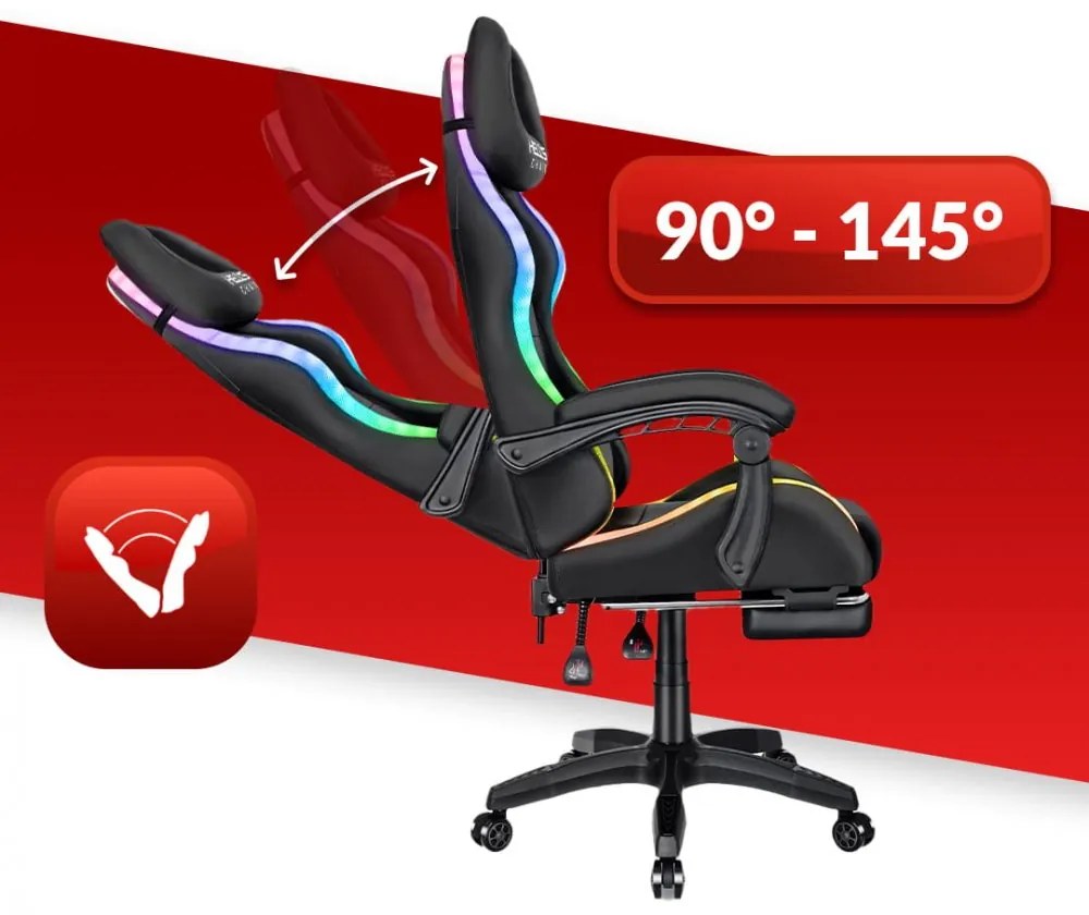 Scaun gaming HC-1039 LED RGB Black
