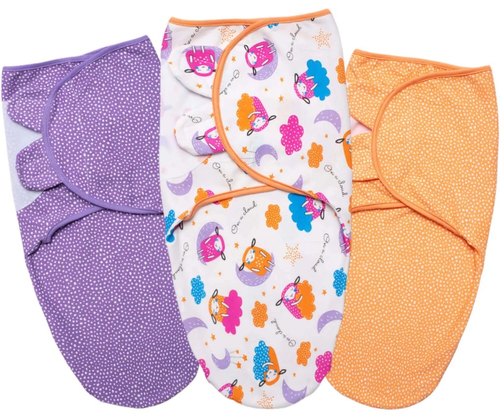 Set 3 sisteme de infasat reglabil din bumbac 0-3 luni Kidizi Colors, 100% bumbac
