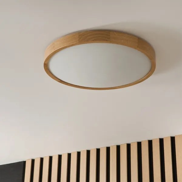 Brilagi-LED RGBW Plafonieră dimabilă CARVALHO SLIM 3xE27/9W/230V Wi-Fi stejar, diametru 47 cm