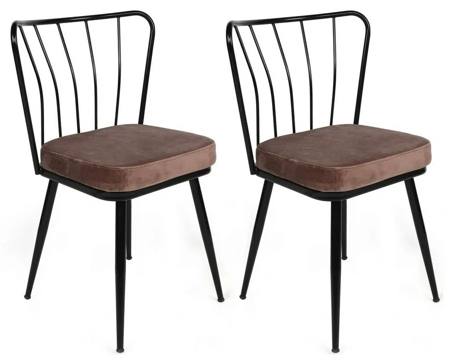 Set de scaune de sufragerie Yildiz Light Brown andBlack, 4 buc., 4 buc