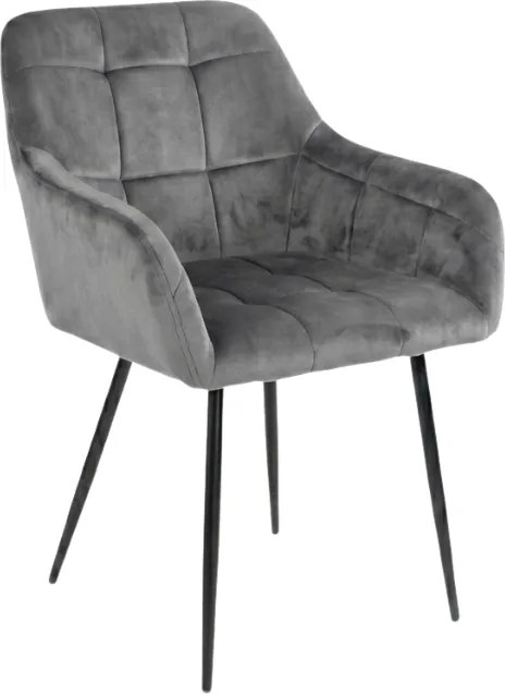 Fotoliu de sufragerie LOREN VELVET gri cu picioare negre