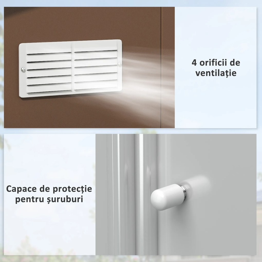 Outsunny Magazie de Unelte, Căsuță din Oțel Galvanizat, Șopron de Grădină pentru Organizare și Depozitare, 3.4x3.86x2 m, Galben | Aosom Romania