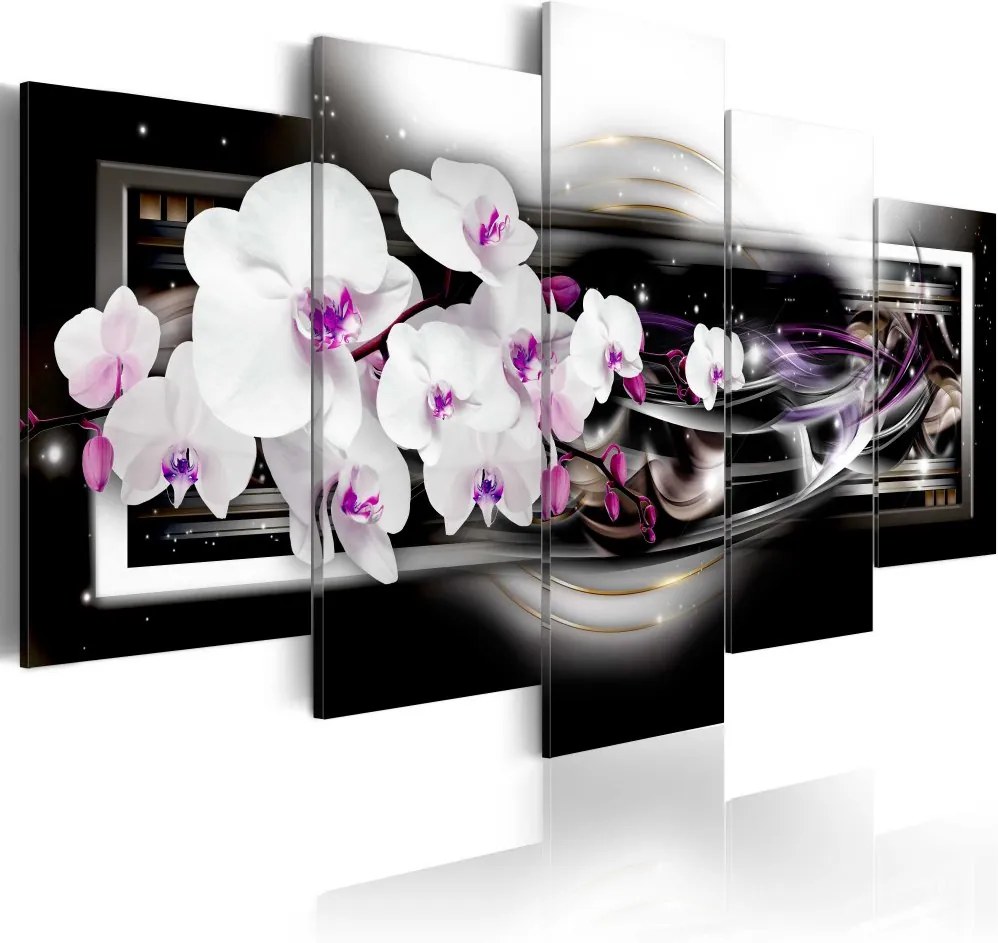 Tablou Bimago - Orchids on a black background 100x50 cm