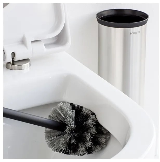 Perie pentru toaleta Brabantia Profile 90300284, 43 cm, Perie complet acoperita, Montabil pe perete, Inox