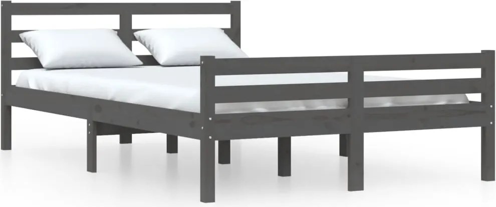 vidaXL Cadru de pat, gri, 120x200 cm, lemn masiv de pin