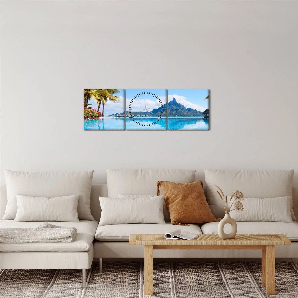 Tablou - Bora-Bora, Polinezia Franceză (cu ceas) (90x30 cm)