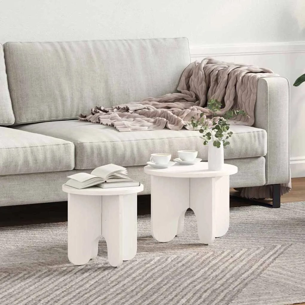 vidaXL Set de măsuțe de cafea 2 pcs Alb 39.5 x 39.5 x 30 cm