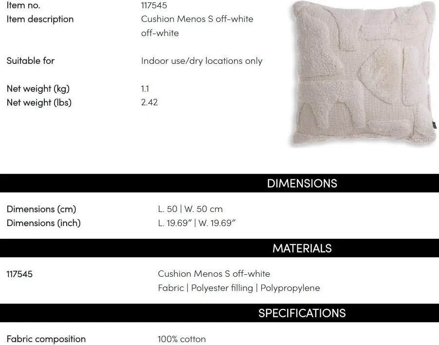 Perna design LUX, Bumbac, Off-white, Menos S