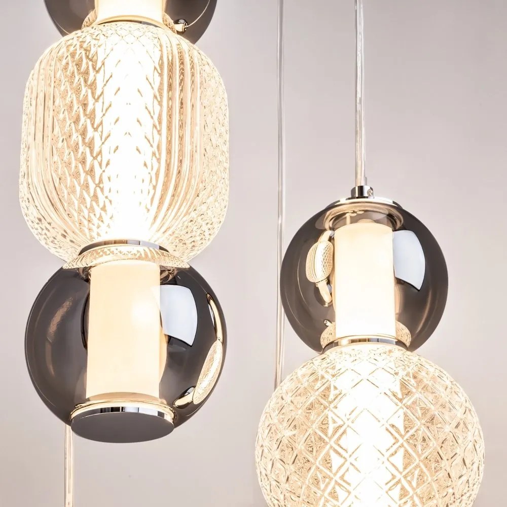 Lustra LED suspendata design modern decorativ Drop 5L crom