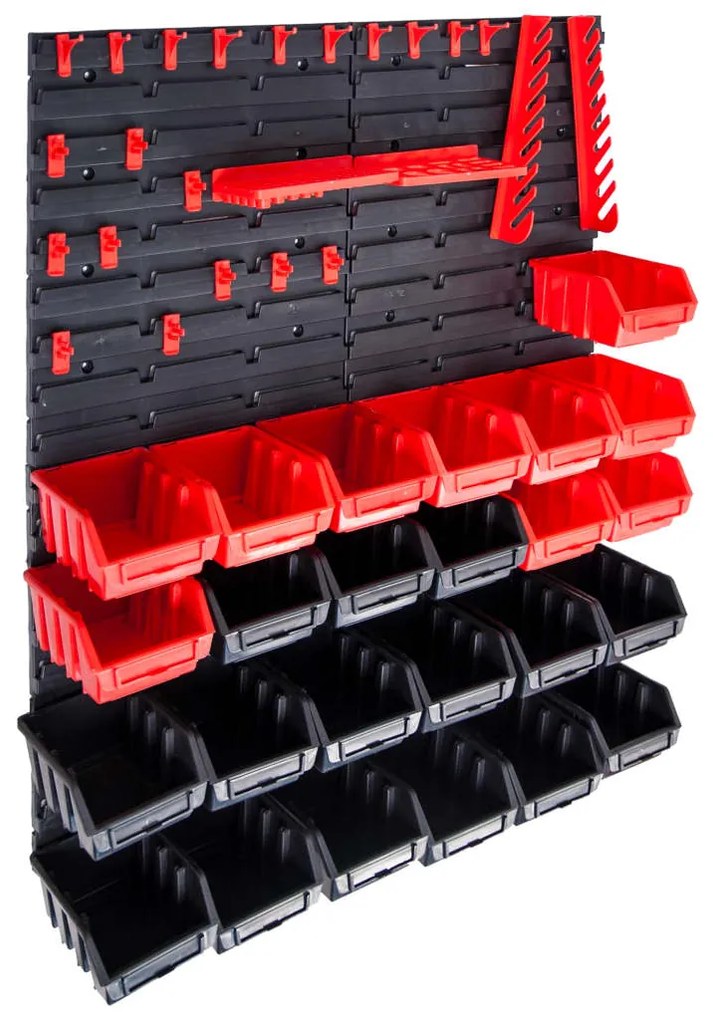vidaXL Set cutii depozitare 29 piese cu panouri de perete, roșu&amp;negru