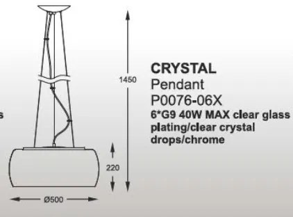 Lustra, Pendul LUX diam.50cm Crystal P0076-06X