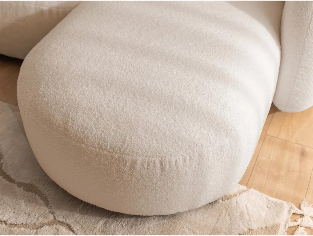 Colțar maro deschis cu tapițerie din țesătură bouclé (cu colț pe partea dreaptă/cu șezlong) Orbit – Ropez