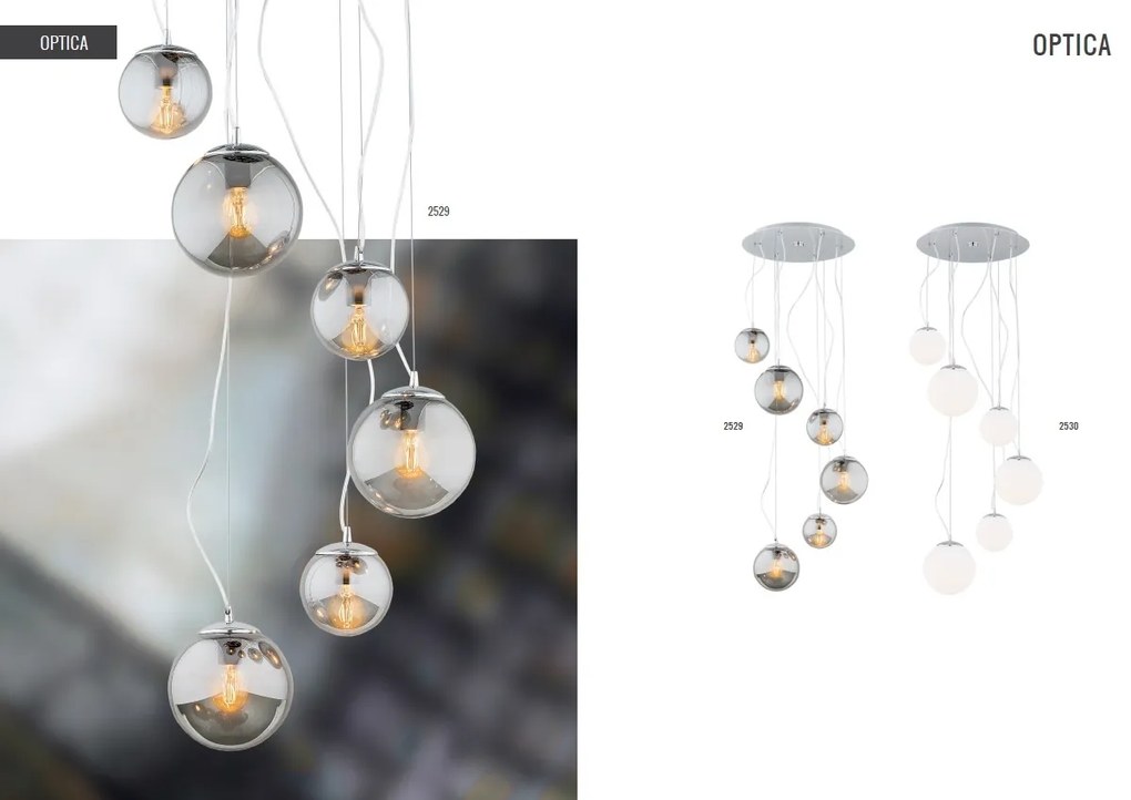 Lustra cu pendule design modern OPTICA 6 grafit