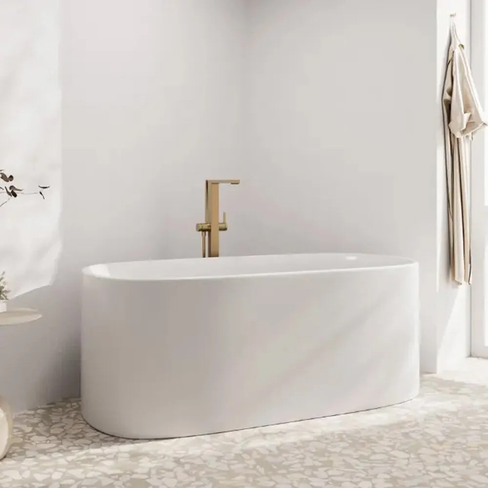 Baterie cada-dus freestanding Hansgrohe Tecturis E bronz periat fara corp ingropat