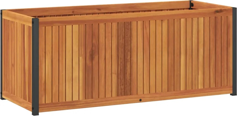 vidaXL Jardinieră de grădină, 110x45x44 cm, lemn masiv acacia/oțel