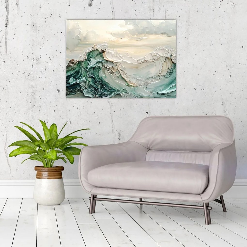 Tablou pe sticlă - Abstracție Marină 3D (70x50 cm)