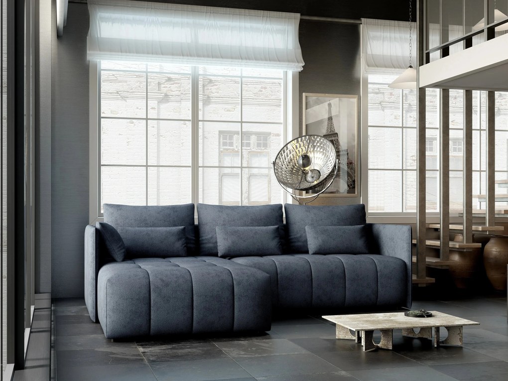 Colțar extensibil dumonde cu ladă de depozitare si sezut confortabil din spuma high-density, Malta Enjoy Antracit 235x185 cm