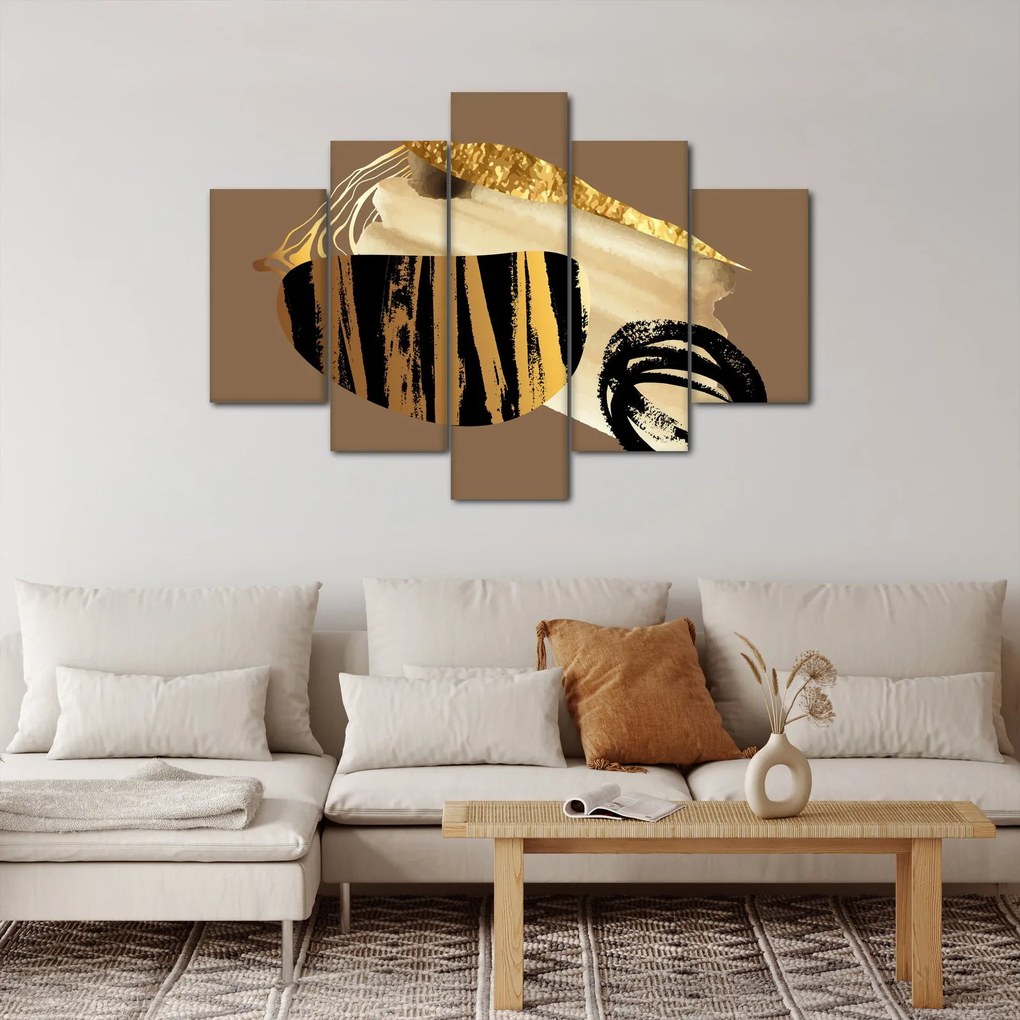 Tablou - Abstracție maro auriu N⁰2 (150x105 cm)