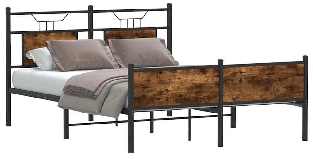 vidaXL Cadru pat fără saltea stejar fumuriu 140x200 cm lemn prelucrat