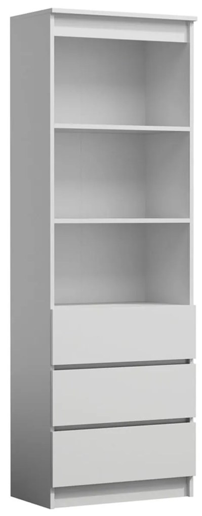 Bibliotecă cu rafturi și sertare, lățime 60 cm, alb