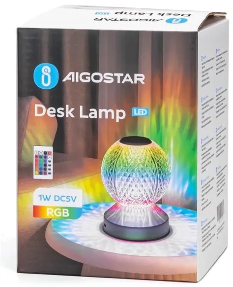 Lampă LED RGB reîncărcabilă dimabilă de masă Aigostar LED/1W/5V 1800mAh 13,5 cm + telecomandă