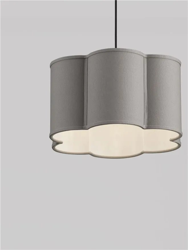 Lustra suspendata cu abajur textil gri BLOOSY