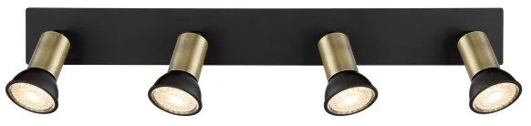 Spot DREW 4xGU10/35W/230V negru/alamă Globo 57998-4B