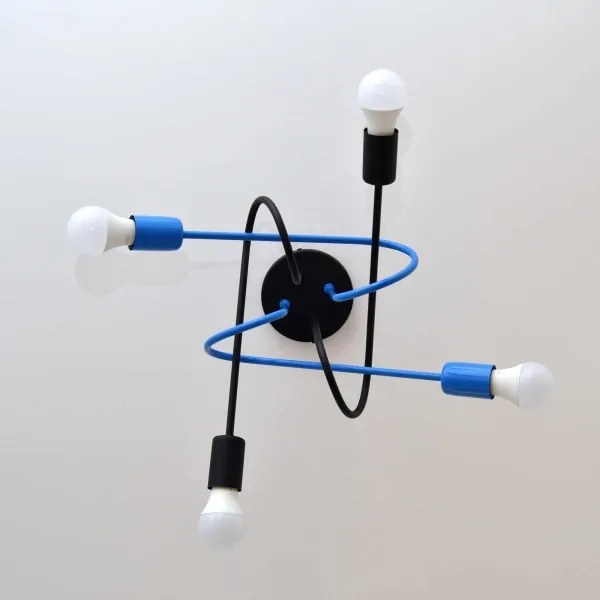 Lustră aplicată OXFORD 4xE27/15W/230V negru/albastru