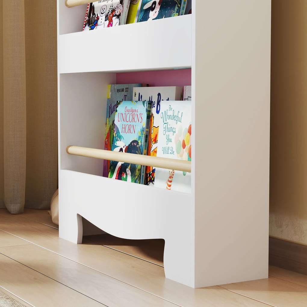 AIYAPLAY Bibliotecă pentru Copii 3 Rafturi în Formă de Ursuleț 55x15x110 cm, Roz | Aosom Romania