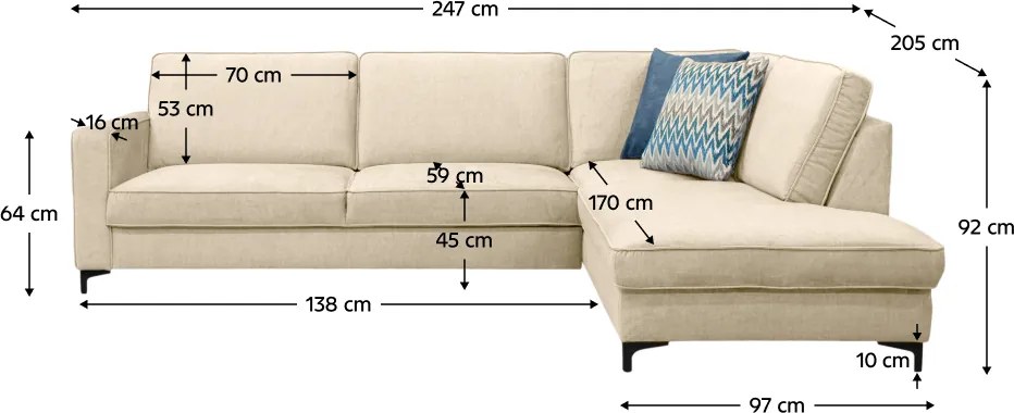 Canapea extensibilă, crem, dreapta, ERMON ROH