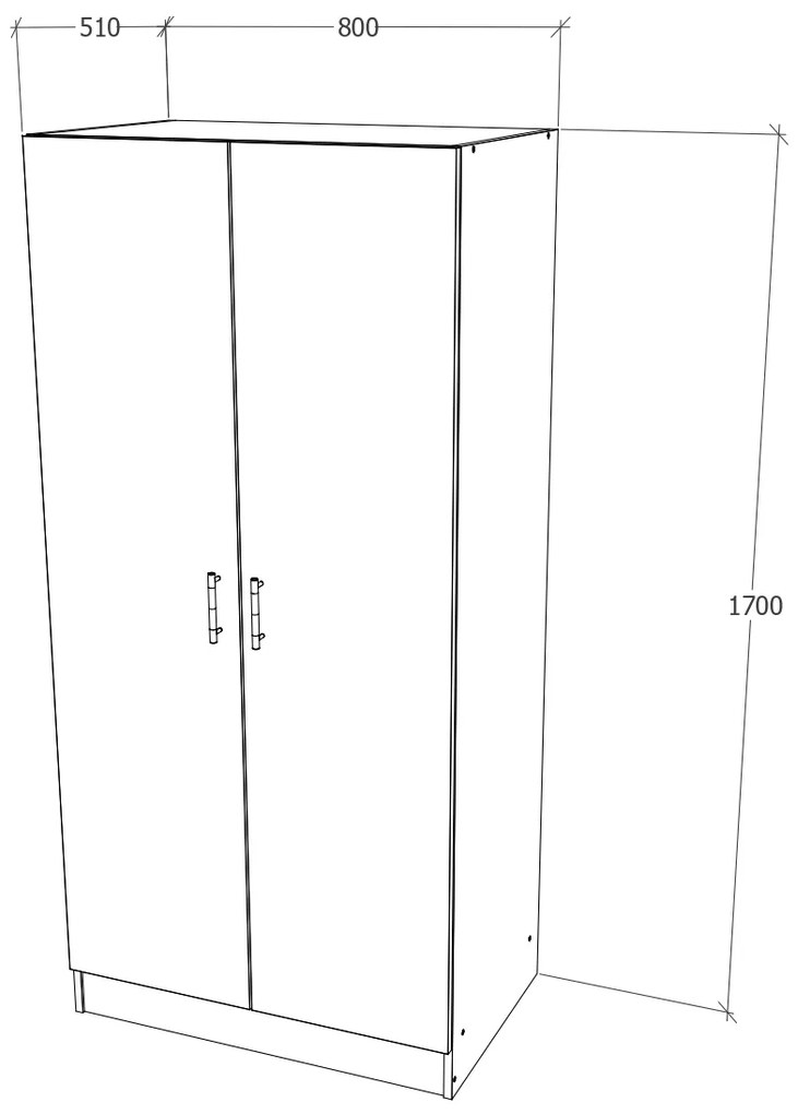 Dulap haaus Remi, 2 Usi, Stejar Wotan, 80 x 51 x 170 cm