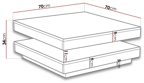 Măsuță de cafea NENANI 34x70 cm gri/stejar wotan
