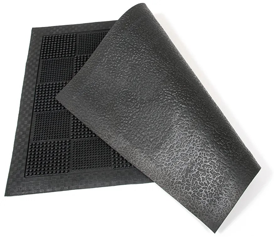 Covoraș de curățare din cauciuc Pin Squares 40 x 60 x 0,7 cm, negru