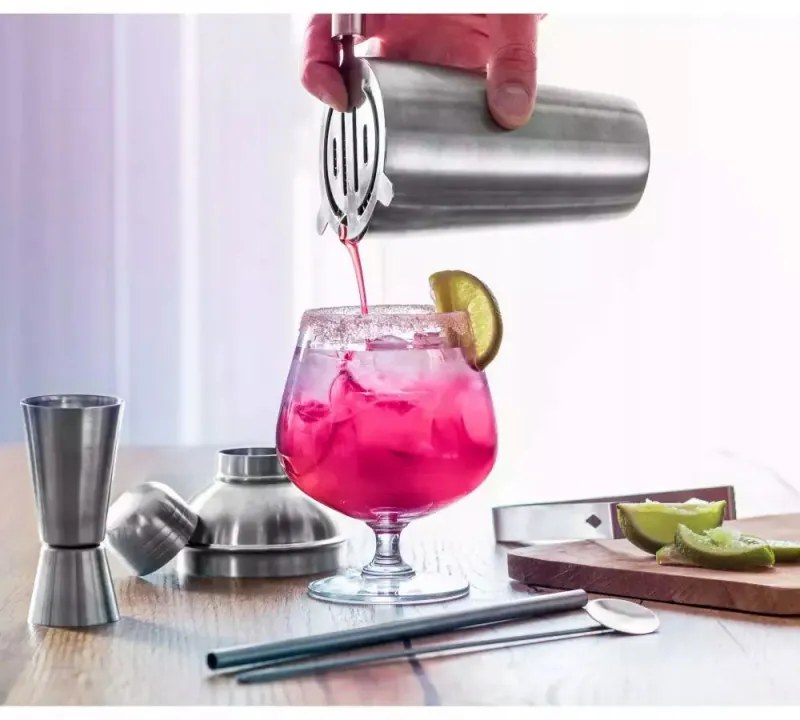 Set shakere si accesorii pentru cocktail Kinghoff KH 1708, 9 buc, 600/750 ml, Inox