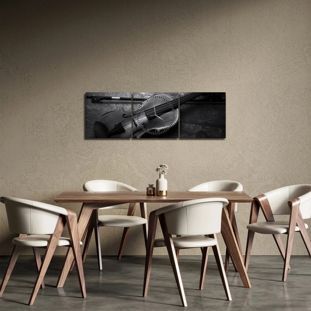 Tablou - Violete (cu ceas) (90x30 cm)