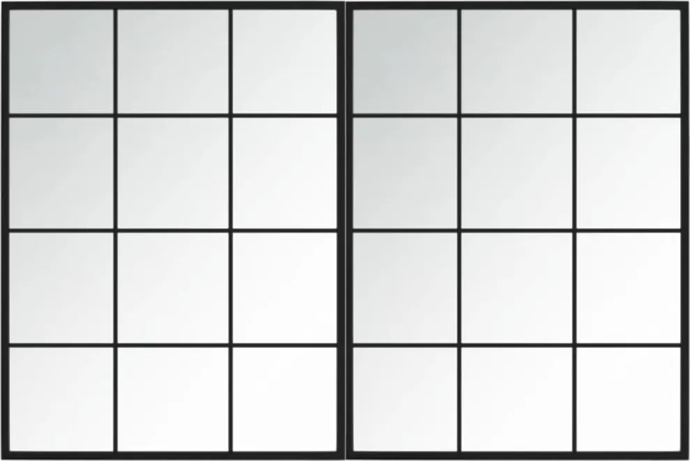 vidaXL Oglinzi de perete, 2 buc., negru, 80x60 cm, metal