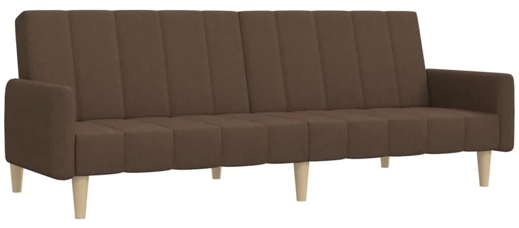 Canapea extensibila cu 2 locuri, maro, material textil Maro, Fara suport de picioare